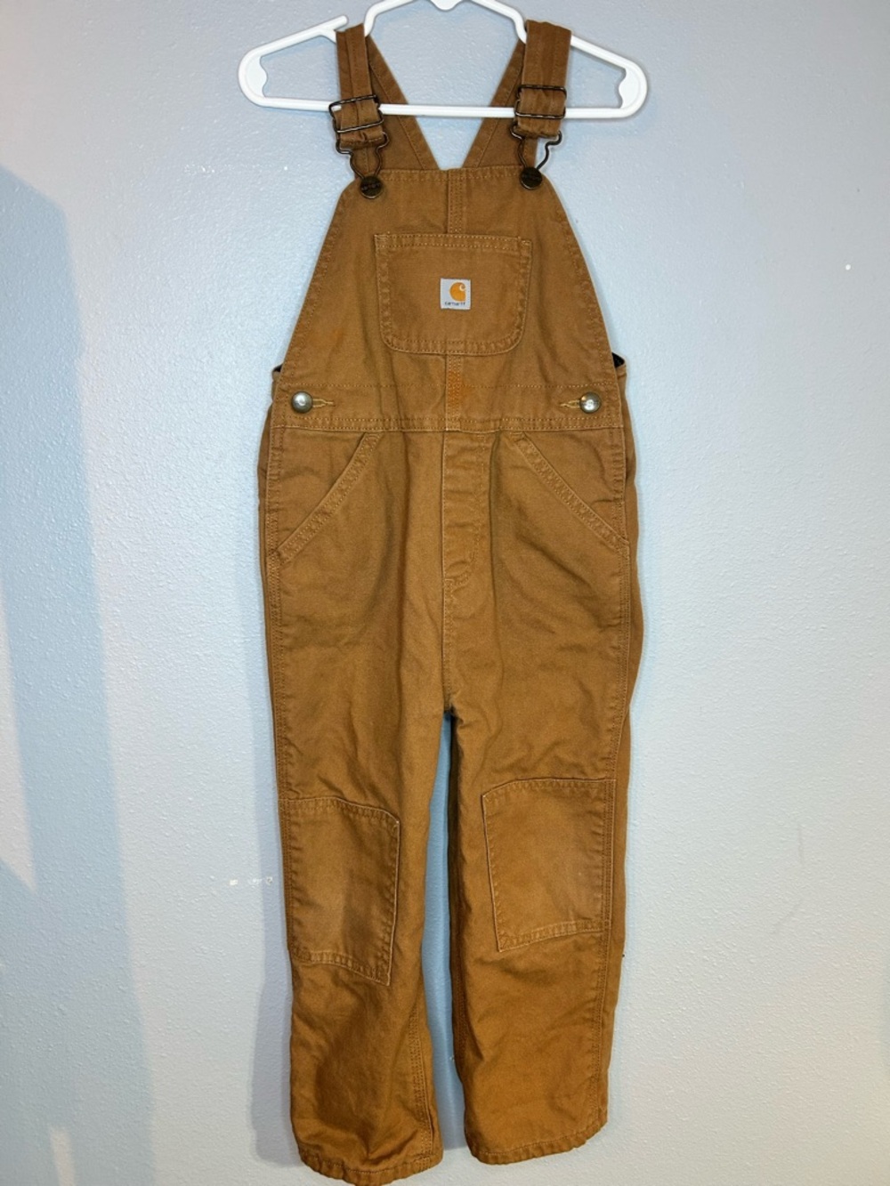 Carhartt Brown/Tan Kids' Duck Bib Canvas Overalls USED